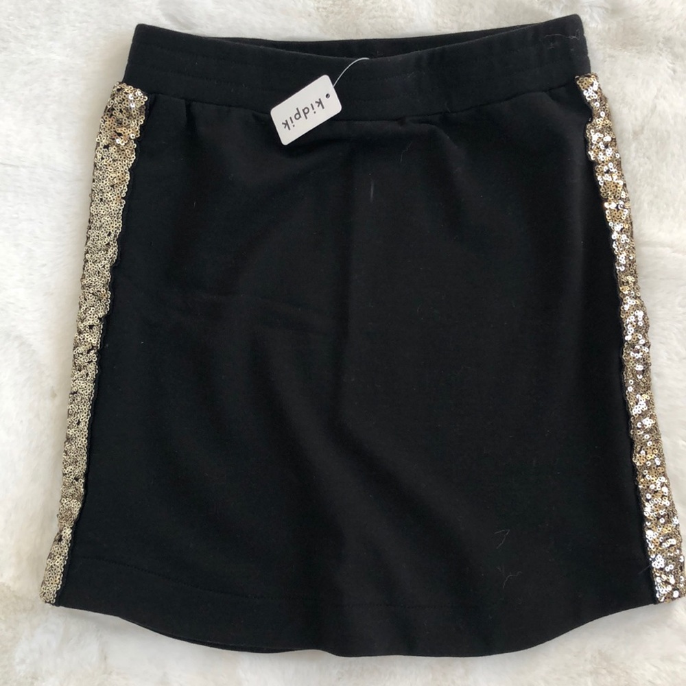 NWT Kidpik Black Skirt with Gold Sequins Size M 10